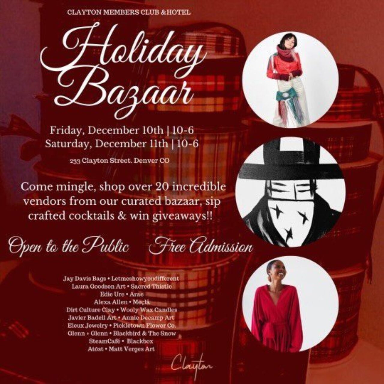 Holiday Bazaar flyer for the Clayton Hotel