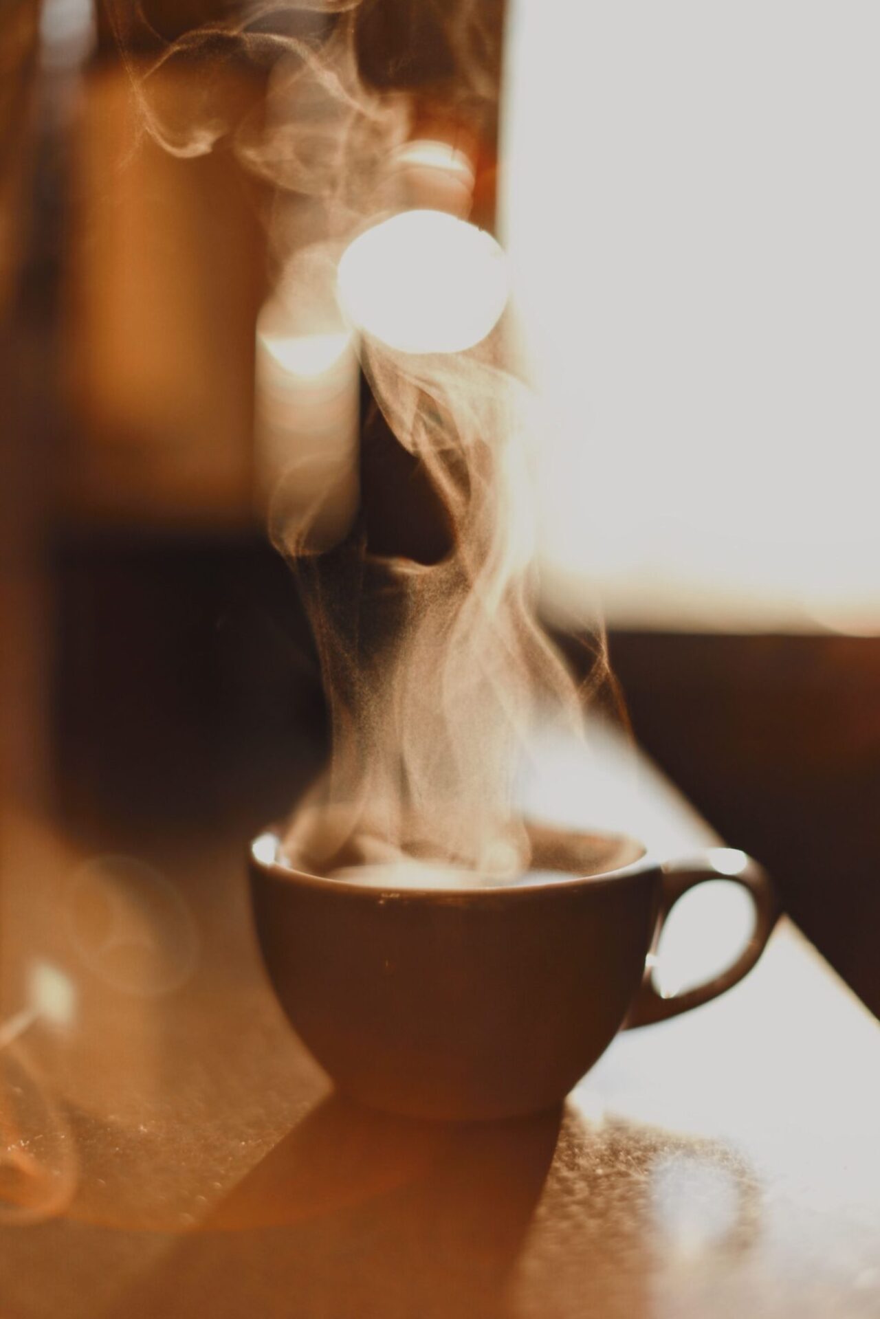 Steam rising from a coffee cup at our Cherry Creek, CO hotel