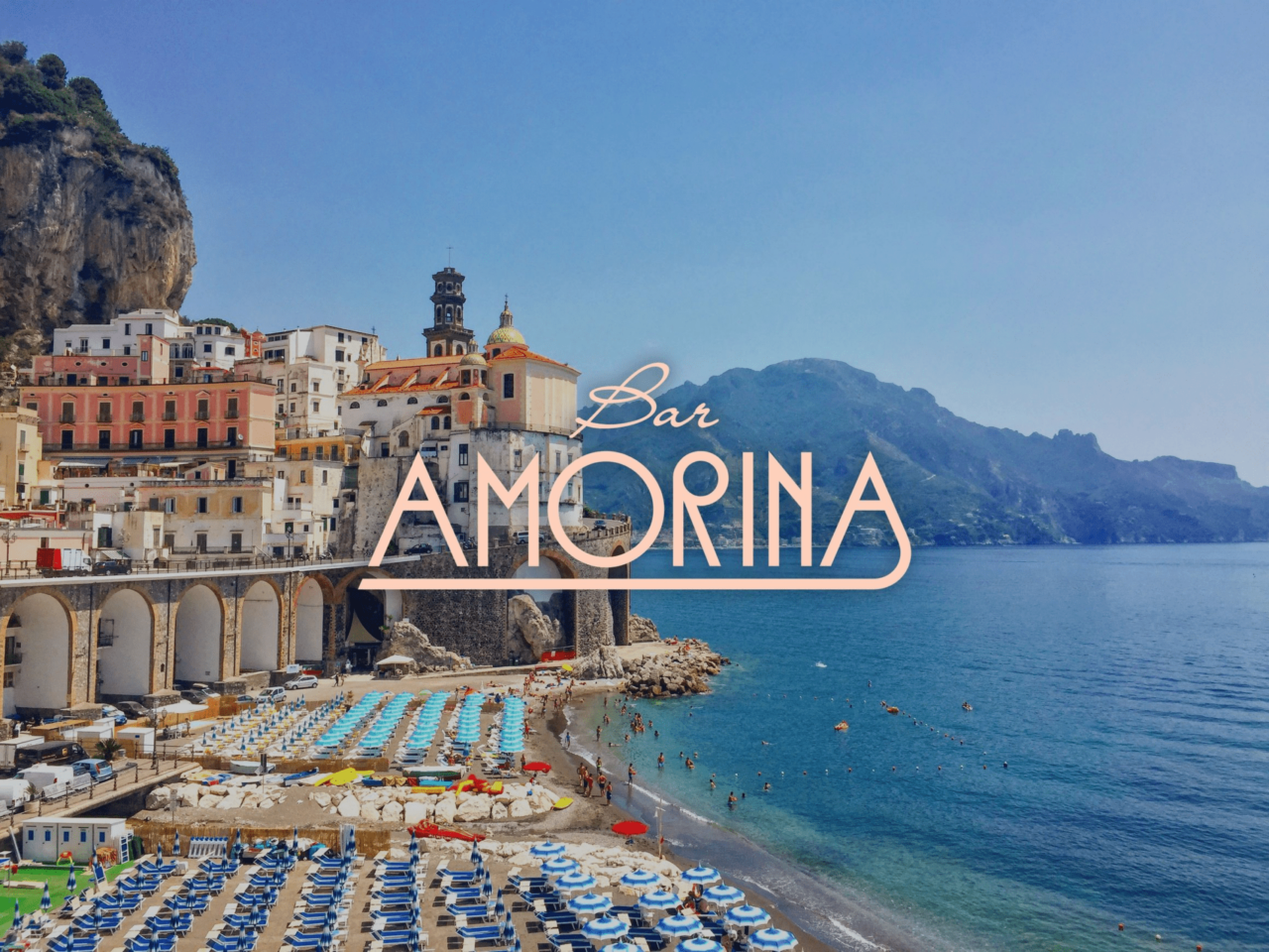 Bar Amorina Logo over Italian background